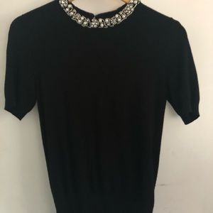 Zara jewelled neck blouse